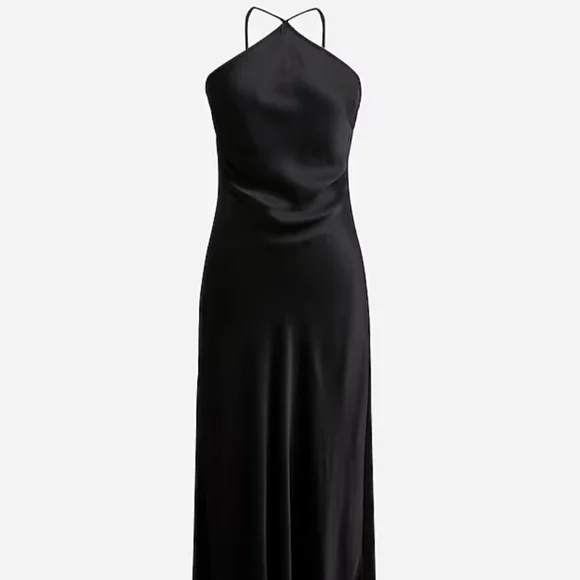 J. Crew | Dresses | J Crew Collection Perfect Black Crepe Satiny Slip  Halter Dress 2 Nwt 298 | Poshmark